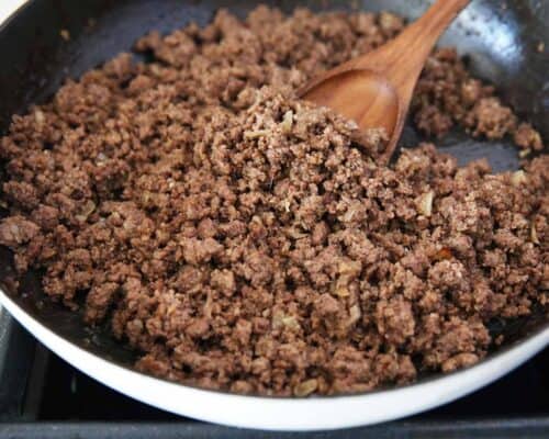 cooking ground beef in pan