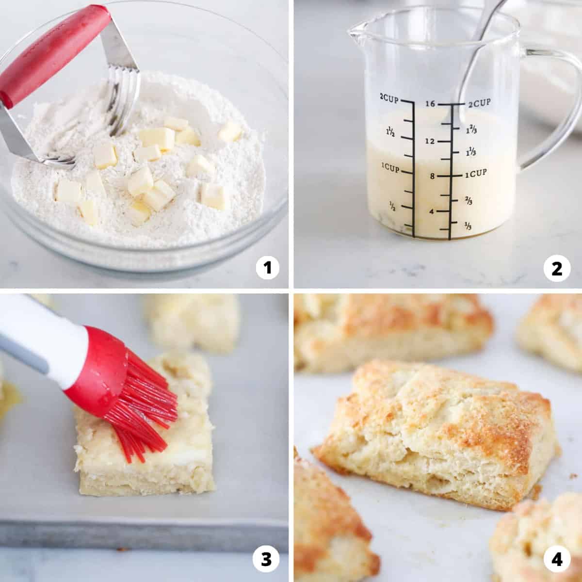 Step by step photo collage of how to make irish scones.