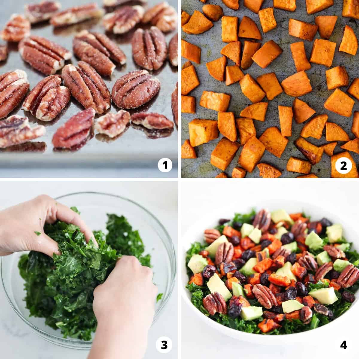 Step by step how to make sweet potato salad photo collage.
