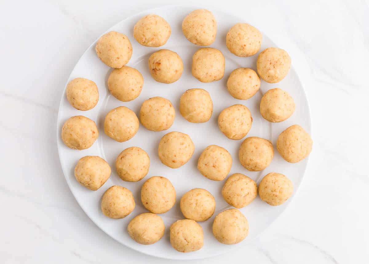 cake balls on white plate