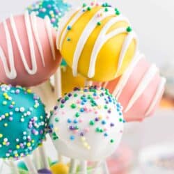 close up of easter cake pops
