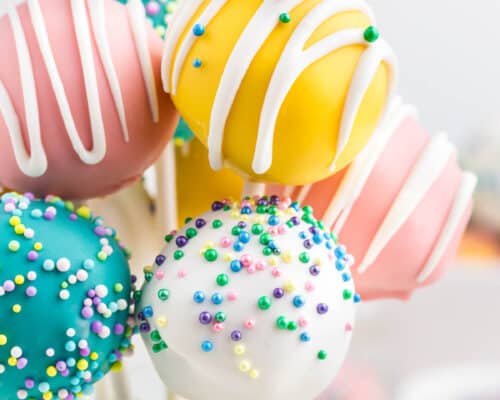 close up of easter cake pops