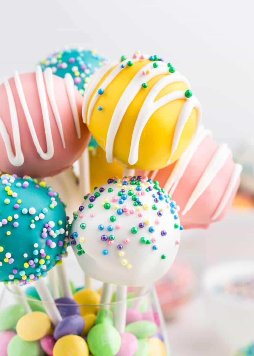 close up of easter cake pops