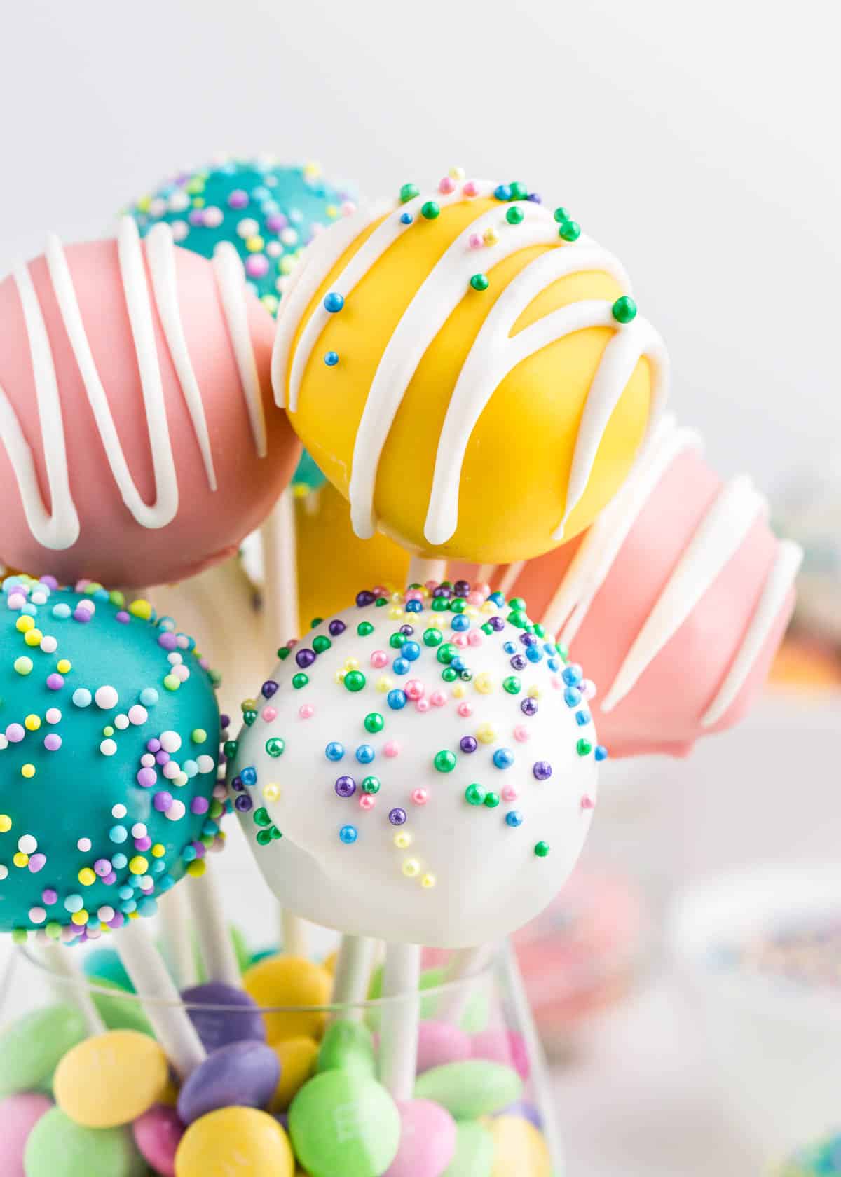 close up of easter cake pops