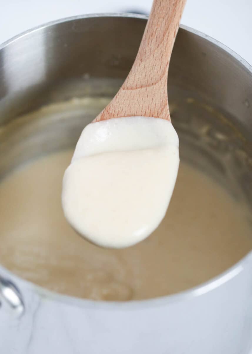 Spoonful of bechamel sauce.