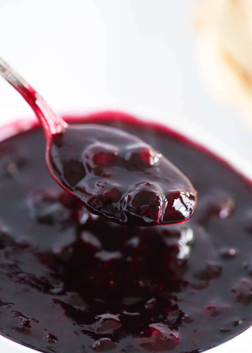 spoonful of blueberry sauce