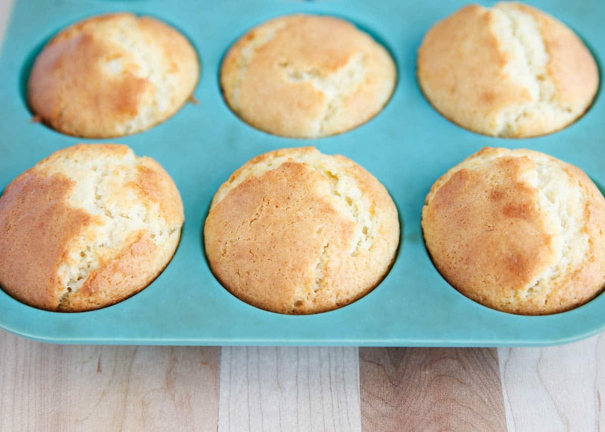 Breakfast muffins baked in a muffin pan.