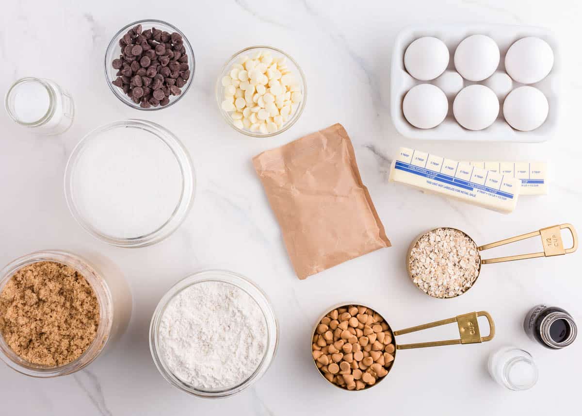 butterscotch cookie ingredients on counter