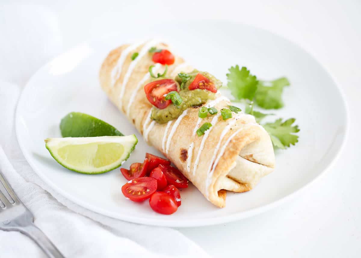 chimichanga on white plate