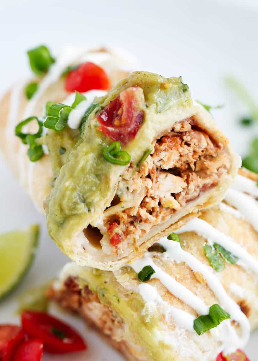 sliced chicken chimichanga