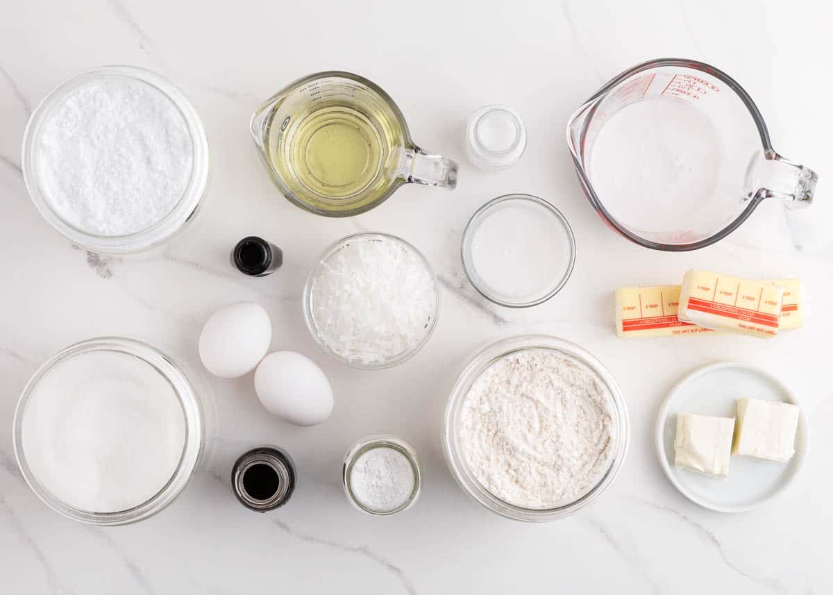 coconut cupcake ingredients on counter