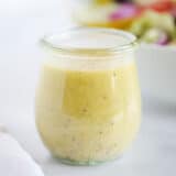 salad dressing in glass container