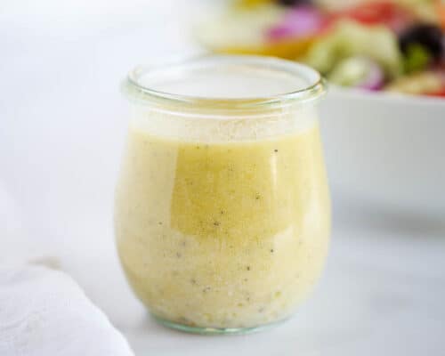 salad dressing in glass container