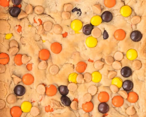 peanut butter blondies in pan