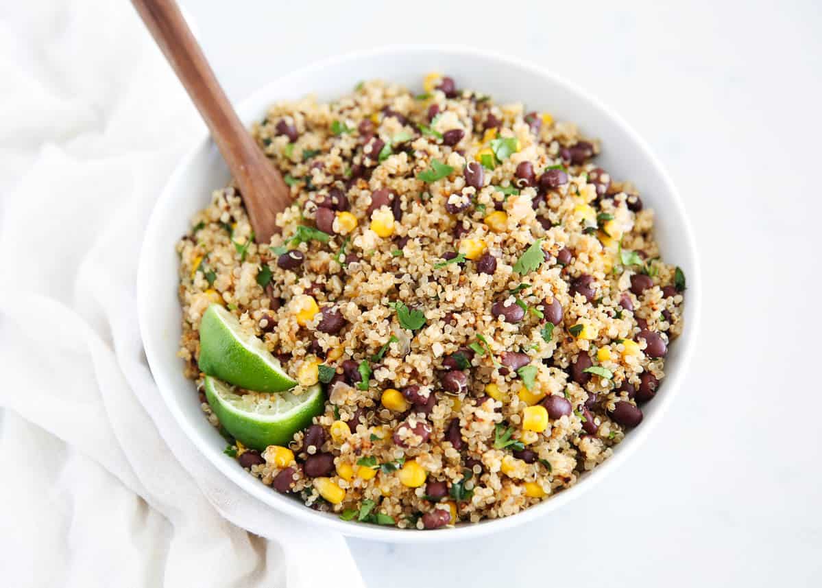 quinoa black bean salad in bowl