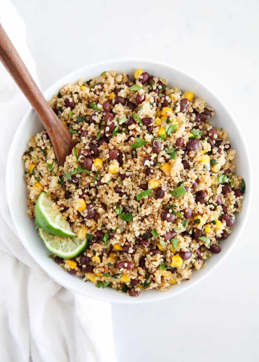 quinoa black bean salad in bowl