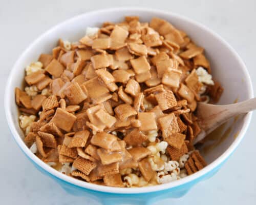 golden grahams in bowl with popcorn