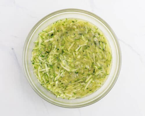 shredded zucchini in bowl