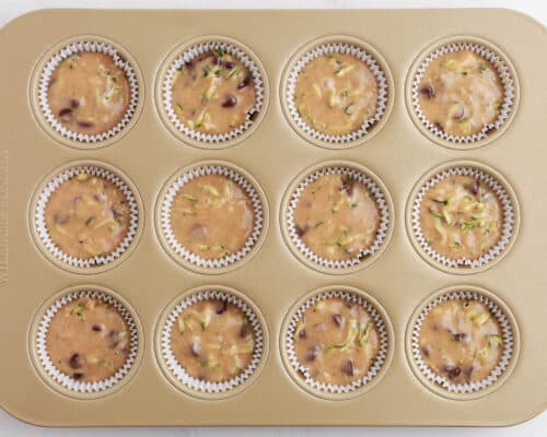 muffin batter in muffin pan