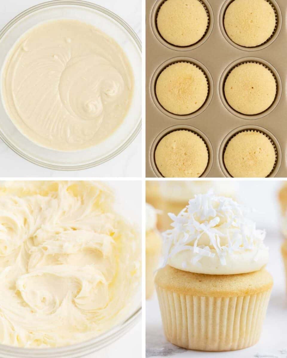 coconut cupcake collage