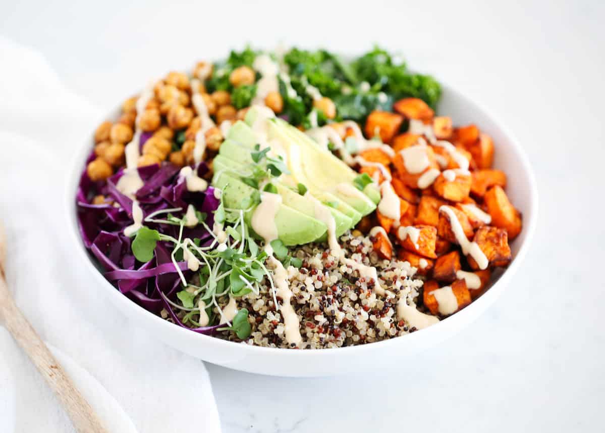 Buddha bowls make eating the rainbow so much easier! All the healthy and delicious things coming together in minutes makes this the perfect healthy lunch or dinner idea!