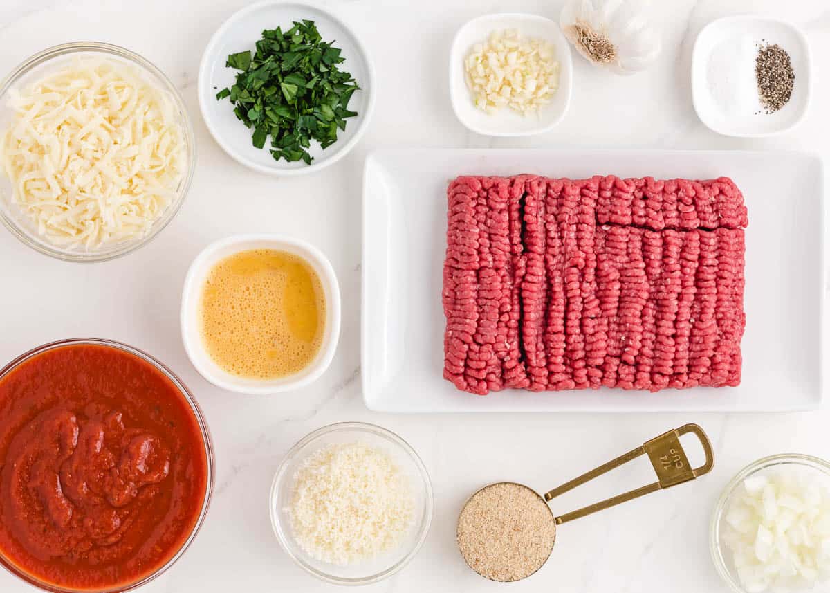 meatball ingredients on counter