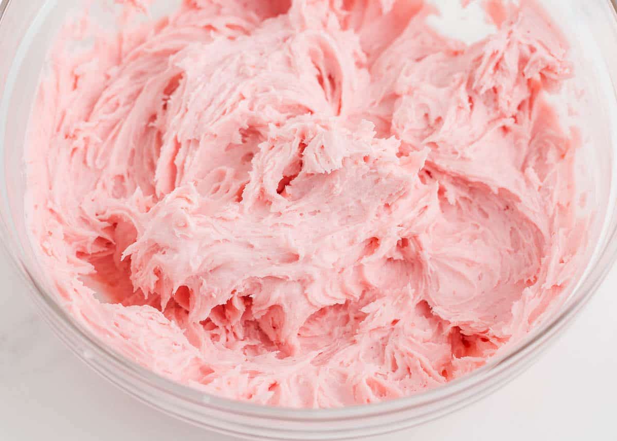 bowl of raspberry buttercream