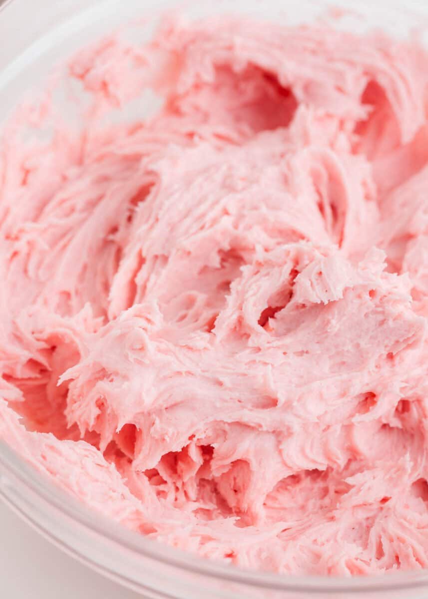 close up of raspberry buttercream