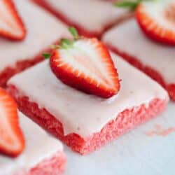 strawberry brownie with strawberry on top
