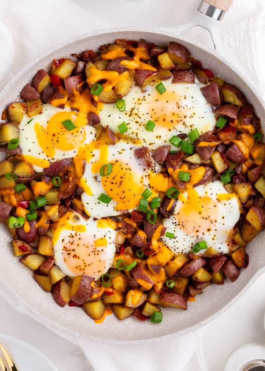 Egg skillet on counter.