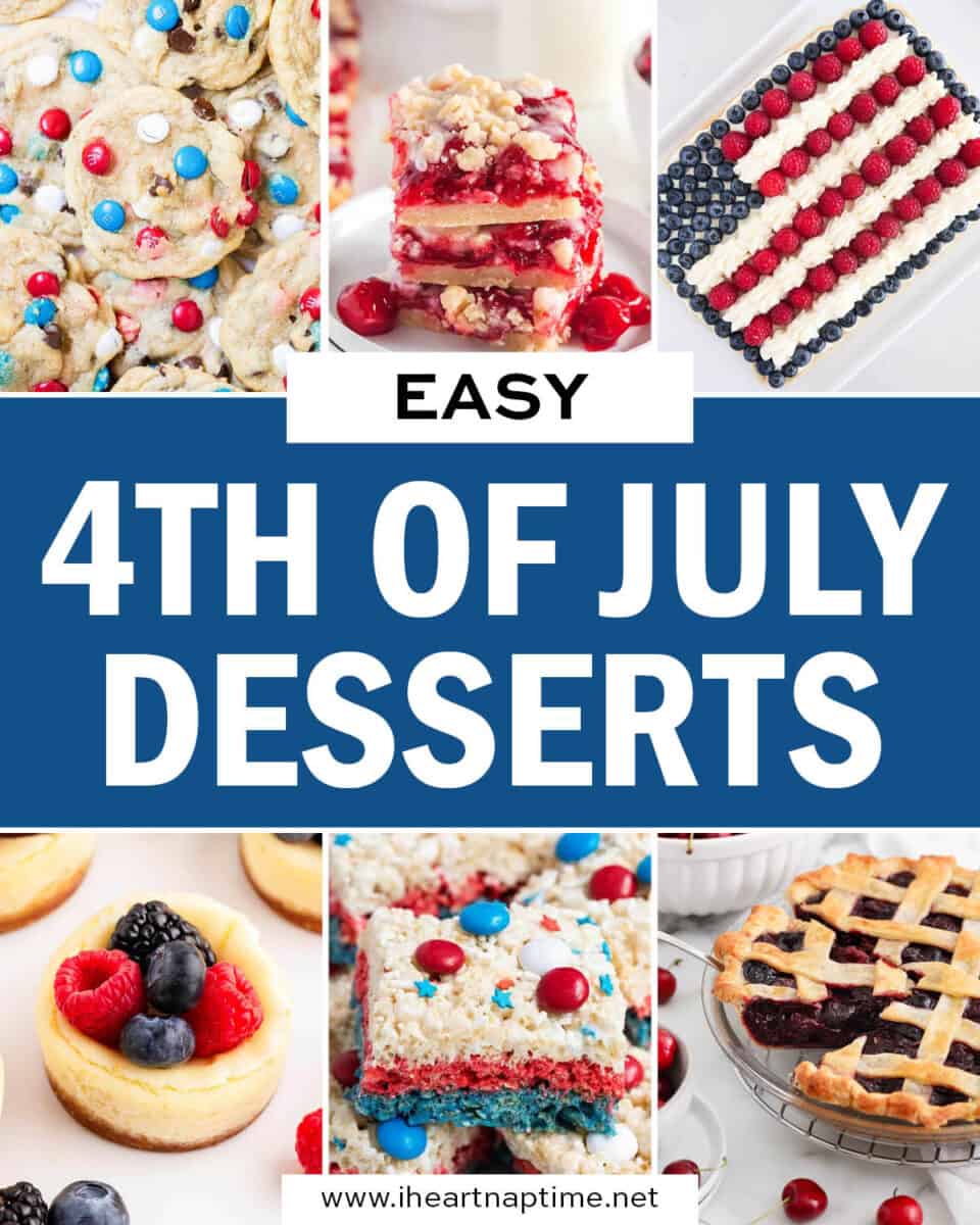 A photo collage of easy 4th of July desserts.