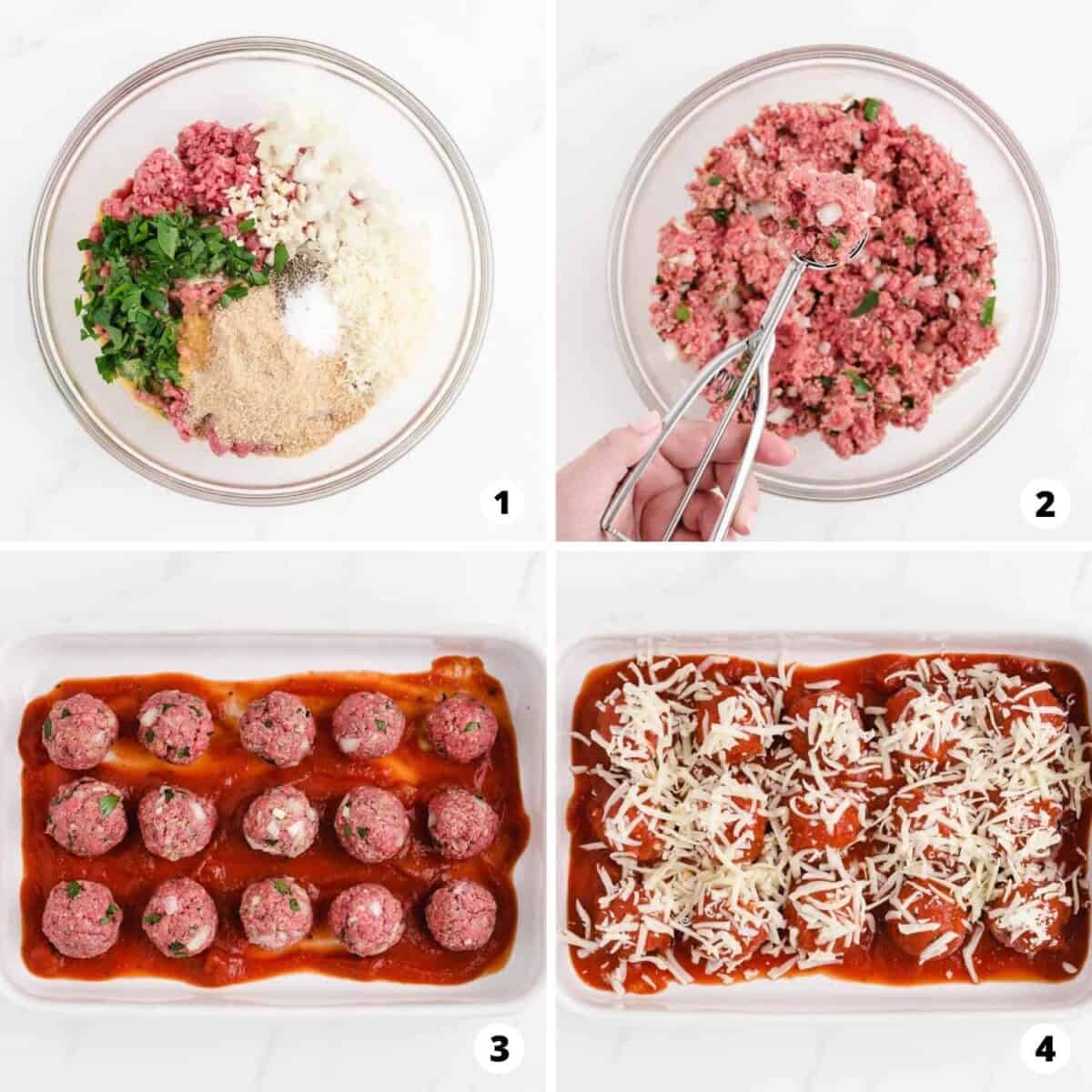Step by Step collage making meatball casserole.