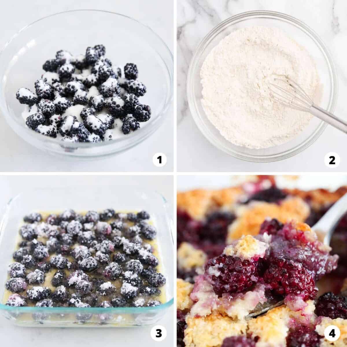 How to make blackberry cobbler collage.