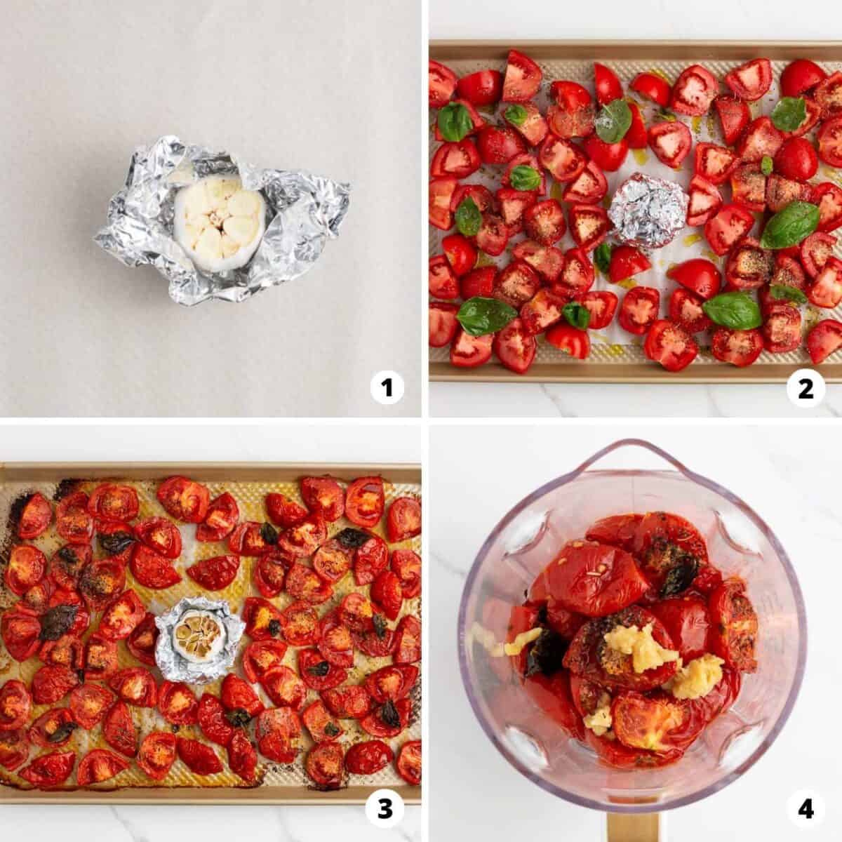 Step by step collage making tomato sauce.