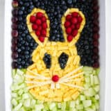 Easter fruit tray in the shape of a bunny.