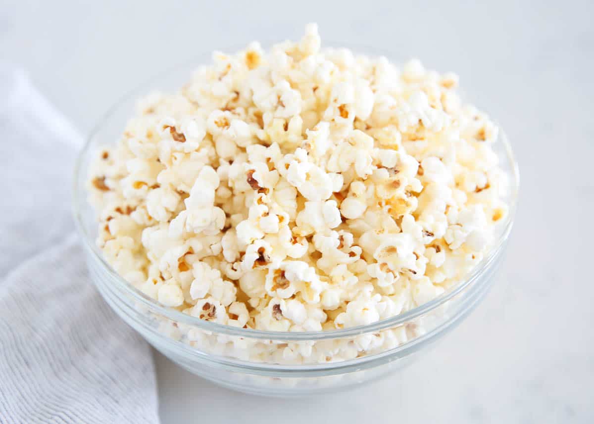 White cheddar popcorn in bowl.