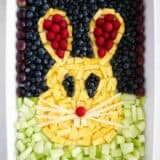 Easter fruit tray in the shape of a bunny.