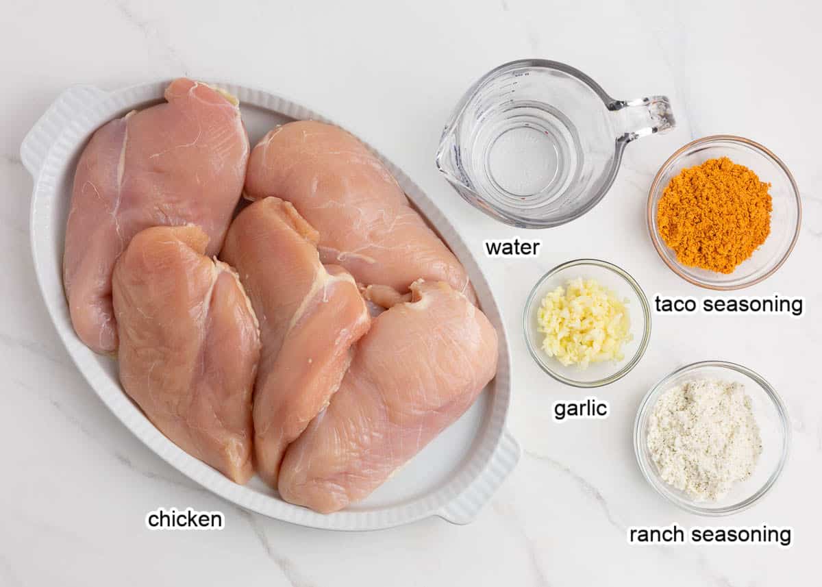 Chicken taco ingredients on counter.