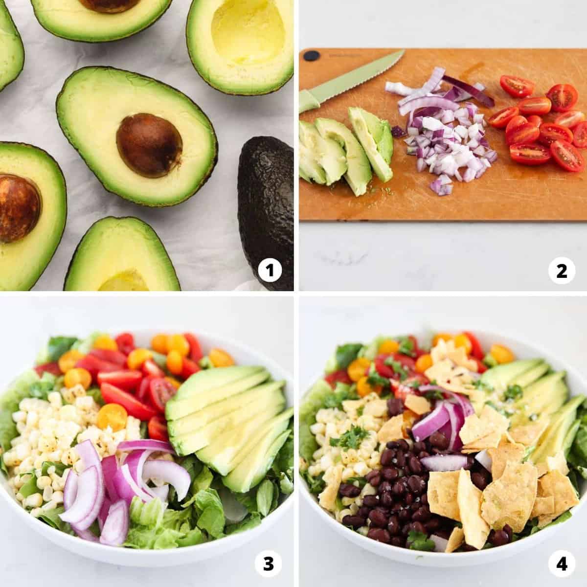 Step by step showing how to make Mexican salad.