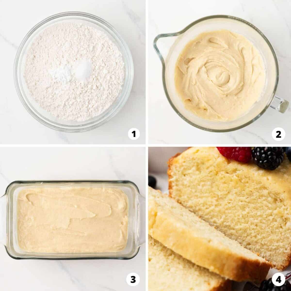 Step by step collage making pound cake.