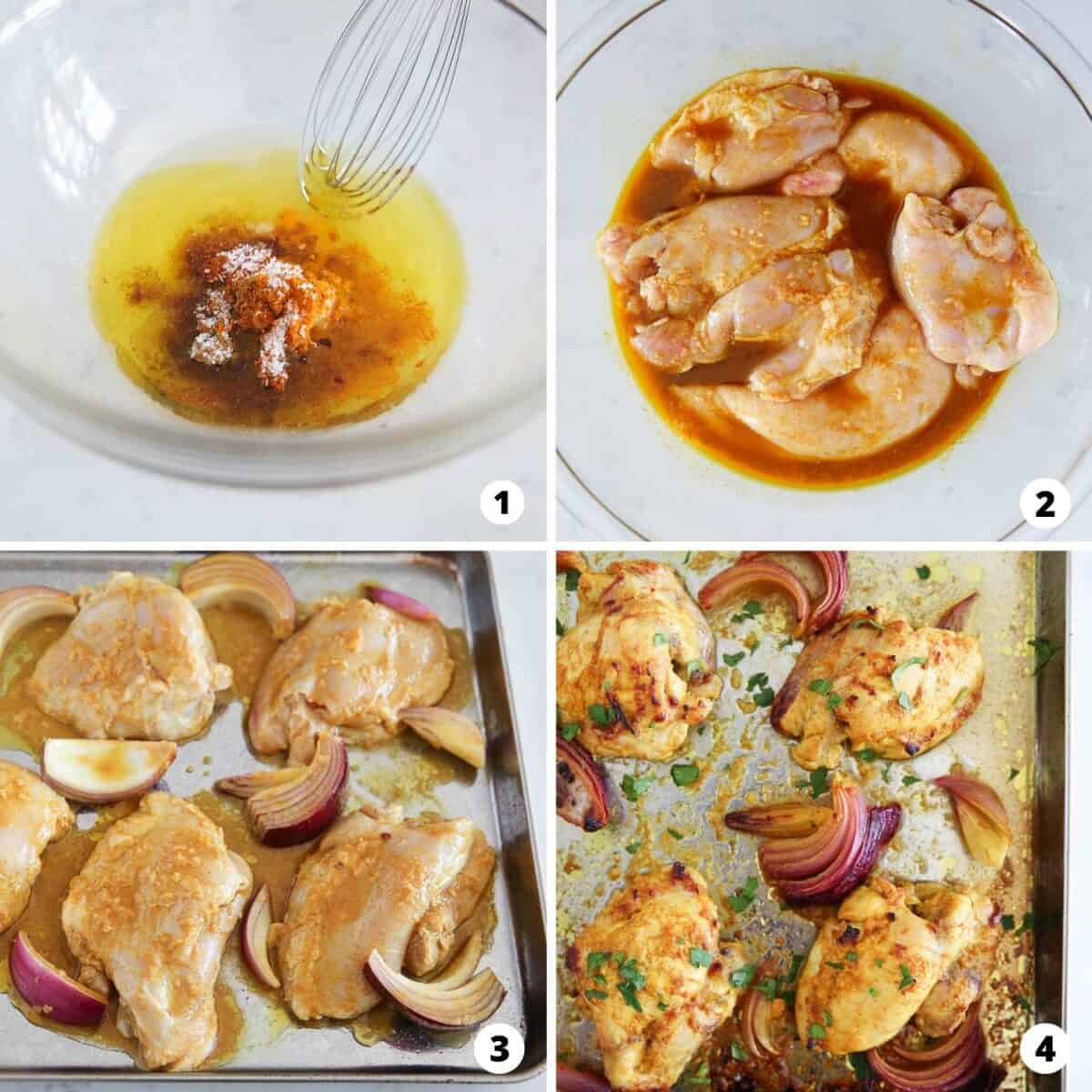 Step by step collage making chicken shawarma.