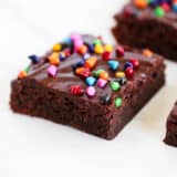 Sliced cosmic brownie on a counter.