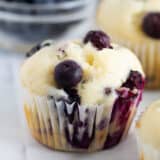 Lemon blueberry muffin on counter.