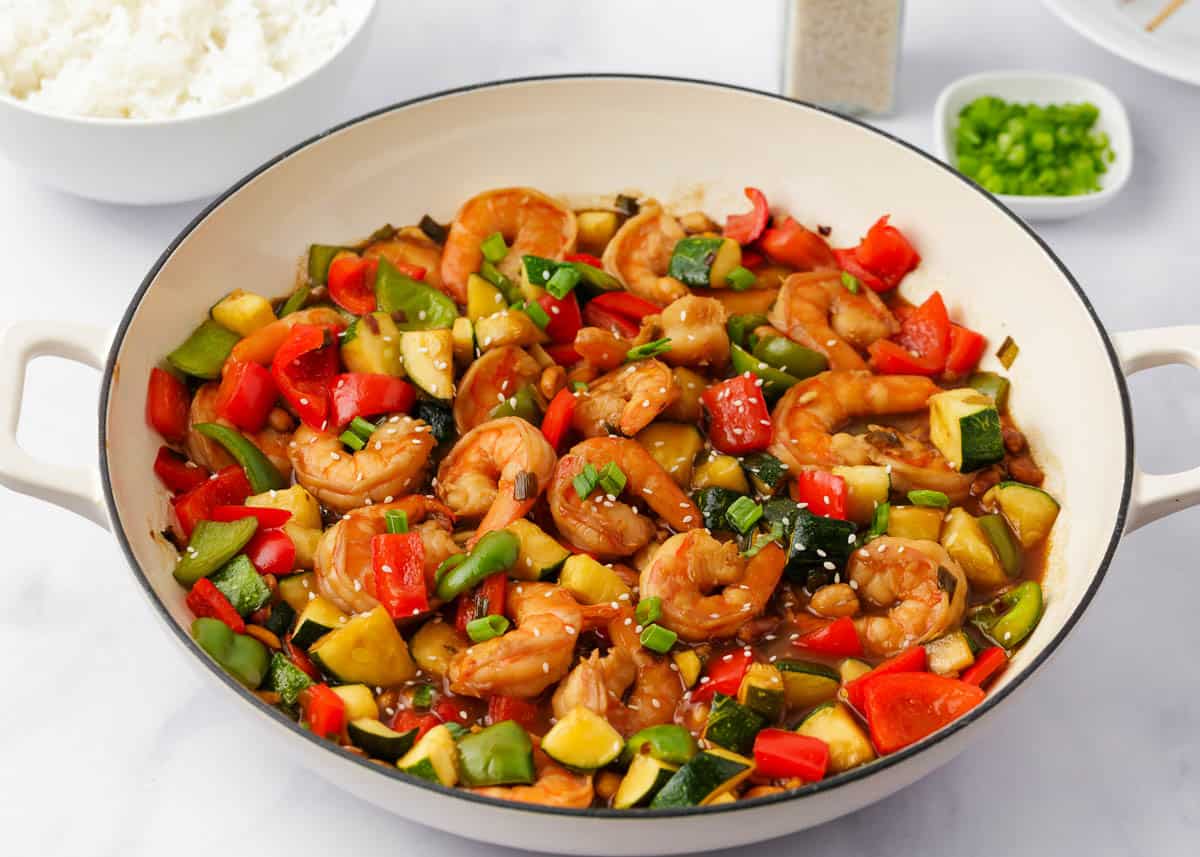 Kung-Pao Jumbo Shrimp Stir-Fry Recipe