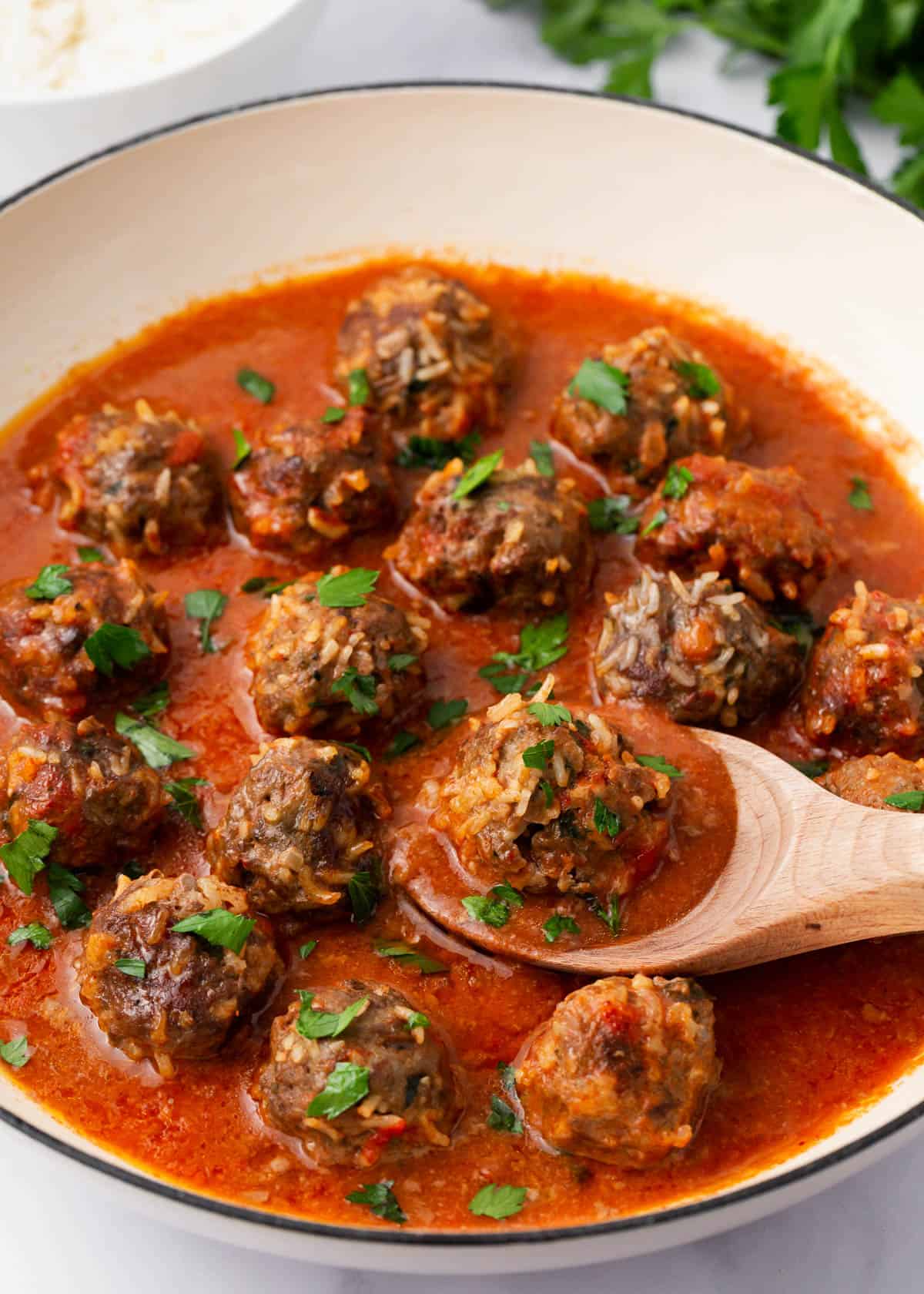 A spoonful of porcupine meatballs.