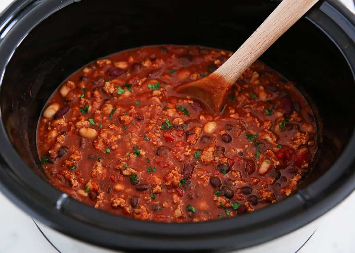 Simple Slow Cooker Turkey Chili