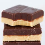 Stack of chocolate peanut butter fudge.