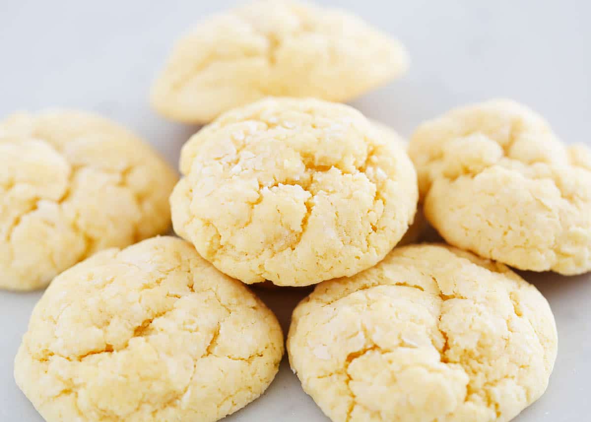 Gooey butter cookies on countertop.