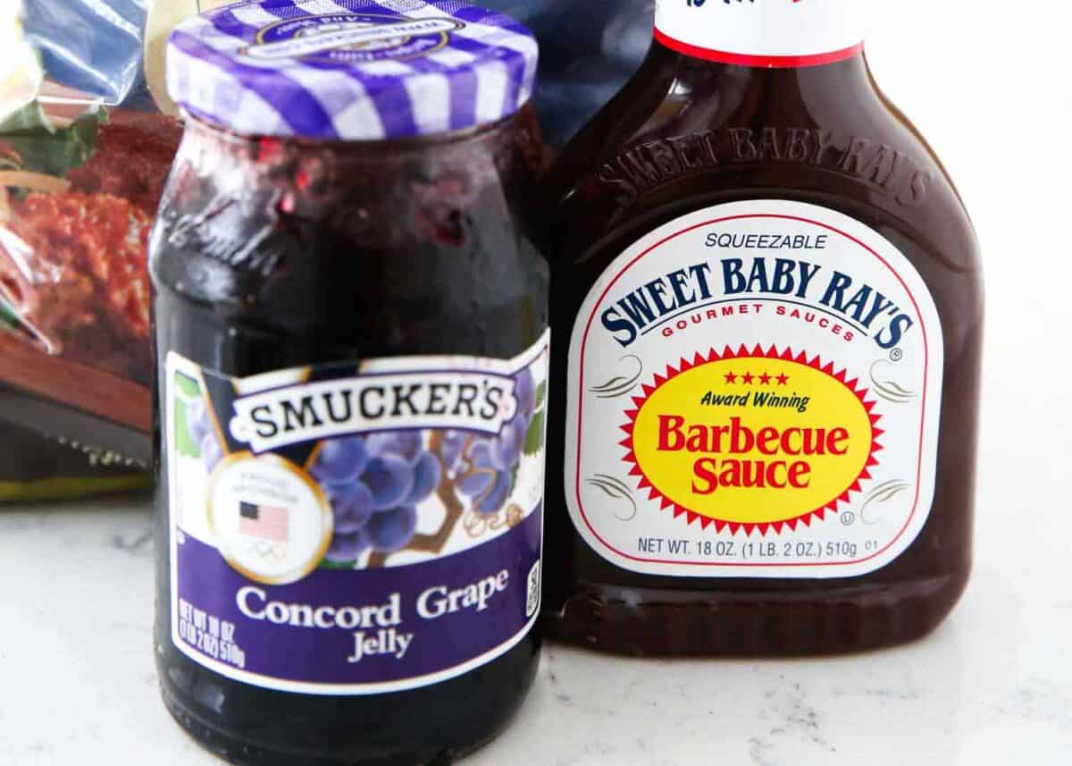 Grape jelly and bbq sauce ingredients.