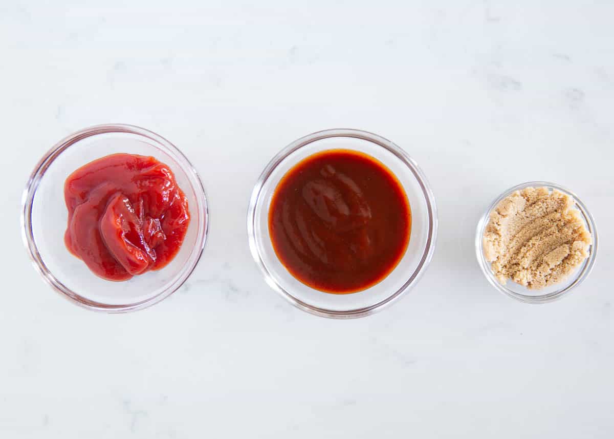 Meatloaf sauce ingredients on counter.